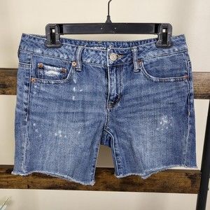 American Eagle distressed jean shorts medium wash denim size 2